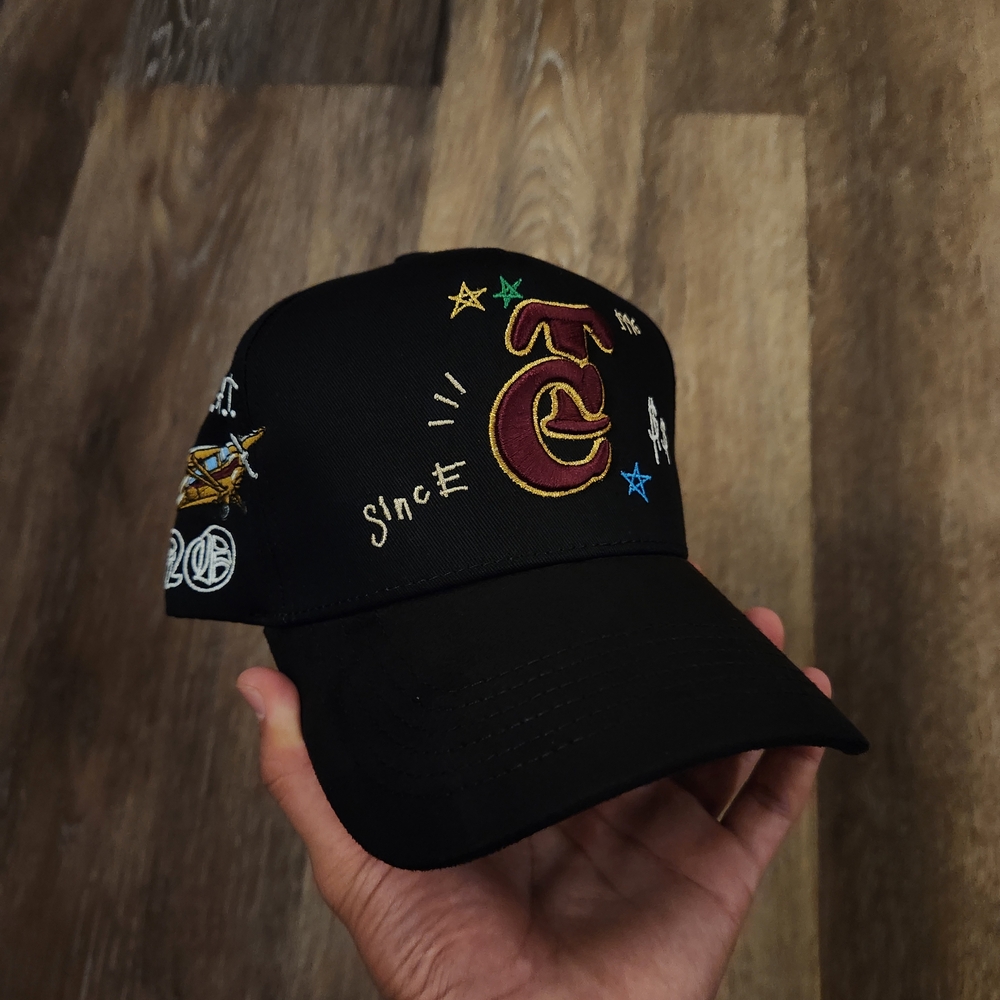 Trendy Black Embroidered Cap